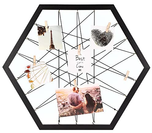 Deknudt Bilderrahmen für mehrere Bilder – S68vb – sechseckig mit Wäscheklammern, Schwarz
