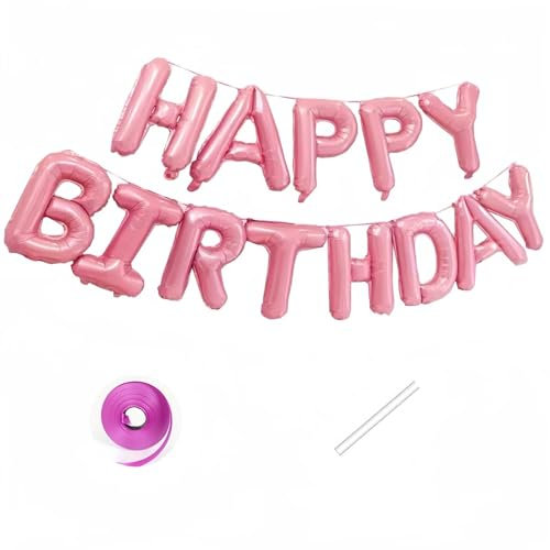 Vthoviwa Happy Birthday Palloncini Buon Compleanno Palloncino Banner Rosa HAPPY DIRTHDAY Decorazioni