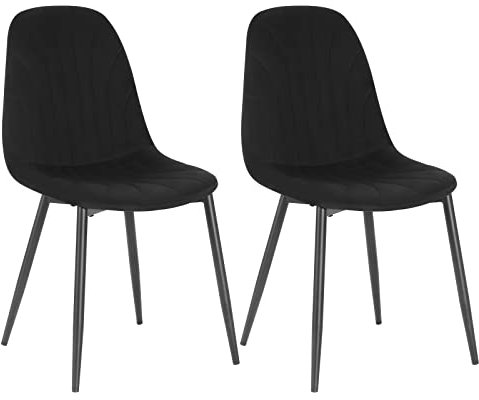 Lestarain 2er Set Esszimmerstühle, ergonomischer Küchenstuhl, Polsterstuhl mit Samtbezug, Wohnzimmerstuhl mit Metallbeinen, Design Stuhl für Schlafzimmer Wohnzimmer, Schwarz, LCNI114002-2