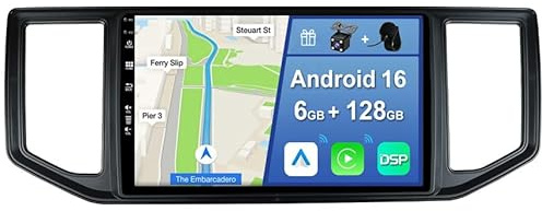 YUNTX [6GB+128GB] Android 16 2 Din Car Stereo Fit for VW Amarok Crafter Van Man (2016-2021)-[Built-in CarPlay/Android Auto/DSP/GPS]-IPS 2.5D 10.1”Touchscreen-Camera+MIC-DAB/360 Camera/Bluetooth 5.0
