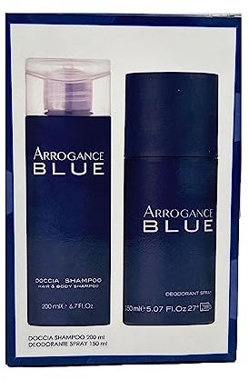 Arrogance Blue Set Regalo Uomo Doccia Shampoo 200ml e Deodorante Spray 150ml