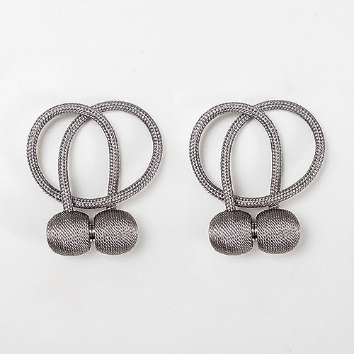 A.Monamour 2 Stück Magnetische Gardinen Vorhang Raffhalter Vorhanghalter Stark Magnete Schnallen Holdbacks Halter Haken Clip - dunkelgrau