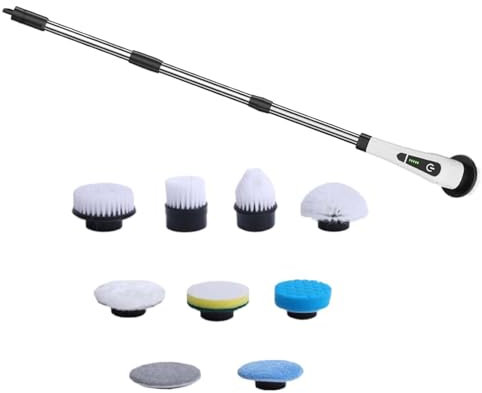 rockible Épurateur électrique, brosse de nettoyage sans fil, brosse de nettoyage de douche, épurateur électrique pour meubles, carrelage, mur, voiture, 9 têtes