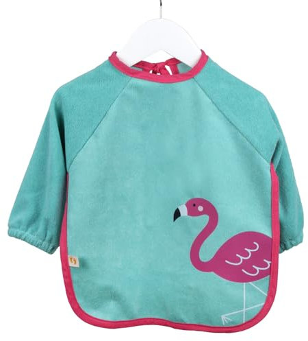 schlummersack Baby Lätzchen wasserdicht, mit langen Ärmeln - Flamingo - für Jungs und Mädchen von 6-24 Monaten