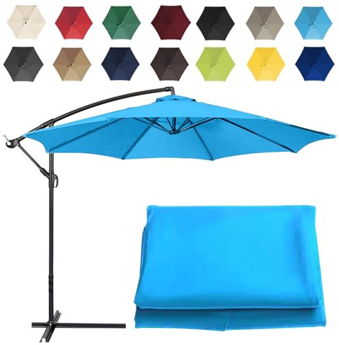 CMJYMX Replacement Parasol Canopy Sun Umbrella Replacement Cloth For 2m-6 Arms 2.7m-6 Arms 2.7m-8 Arms 3m-6 Arms 3m-8 Arms (Color : Lake blue, Size : 6 ribs-2.7m(8.8ft))