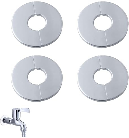 AZWOOD Rosace de Robinetterie Cache, Lot de 4 Ø23mm Recouvrement divisées acier inoxydable Cache Tuyau Radiateur Mitigeur Douche Couvercle Trou Robinet Cache pour Robinets Tuyaux, Manchons de tuyaux