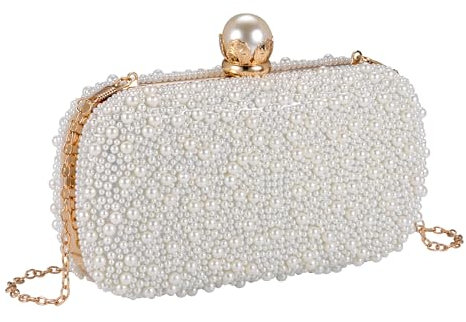CHIC DIARY Women Pearl Crossbody Bag Wedding Guest Purse Pearl Beaded Evening Clutch Wallet for Prom