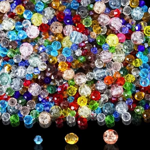 JETOP 1180 Glass Beads for Bracelet Making 8/6/4 mm Crystal for Crafting Colourful Jewellery Making Assorted Small and Large for Bracelets Necklaces Earrings Suncatcher