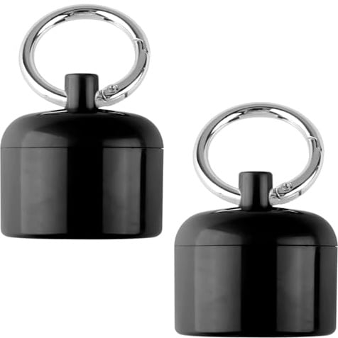 Lotsdonxia 2 Pcs Portable Ring & Jewellery Storage Box – Travel-Ready ABS Holder with Keychain, Protective Compact Case for Jewellery Care (Black)