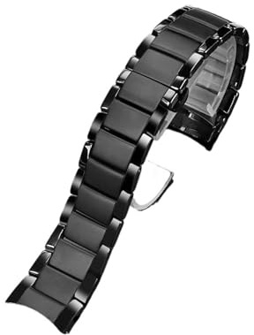 JVEIWAD Armband mit Keramikgehäuse, kompatibel mit Armani-Uhr AR1451 AR1452 AR1400 AR1410 AR1421 AR1440, schwarzes Herrenarmband, Zubehör