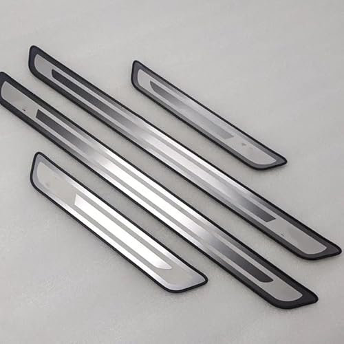 WENGONG 4 PCS Stainless Steel Car Door Sill Protector for Toyota Yaris L 2013-2017 2018 2019, Scuff Guard Threshold Car Outer Door Sill Protector Kick Plates