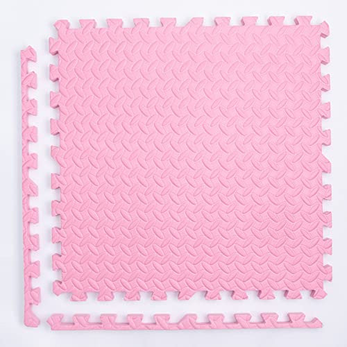 Lot de 12 tapis de jeu en mousse pour ramper, carreaux de mousse emboîtables, tapis de sol doux et épais pour yoga, exercice, tapis de jeu, rose, 1,3 cm/2,5 cm d'épaisseur (taille : 60 x 60 x 1,2 cm)