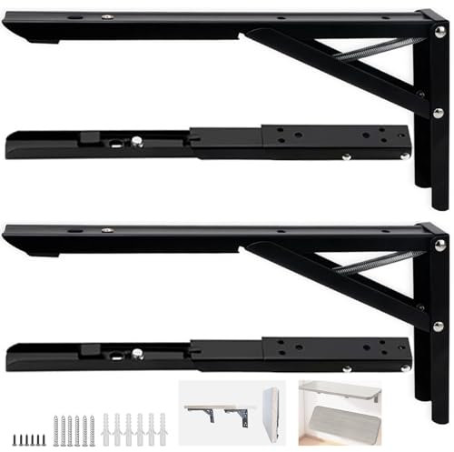 ANTEISI Schreibtischscharniere zur Wandmontage, 4 Stück, Wand-/Wäsche-Klapptisch-Scharniere, 35,6 cm, Wandscharniere, geeignet für Wandtische, Regale usw