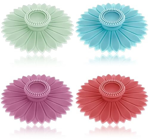 4Pcs Silicone Glass Cup Covers, Silicone Lids, Mug with Lid for Hot Drinks, Reusable Anti-dust Cup Covers for Drink, Drink Covers Glass Cup for Mug Tea Pots Coffee