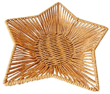 Großer, eleganter Snack-Teller in Sternform aus Rattan für zu Hause, Mehrzweck-Brot-Serviertablett