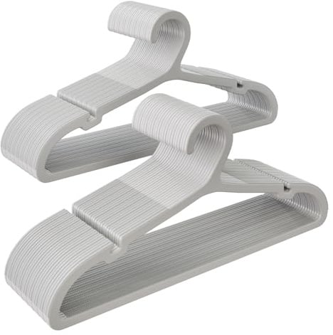 ABHENG 50 Stück Kleiderbügel Kunststoff, Rutschfester Bügel mit U-förmiger Öffnung, Platzsparender Kleiderbügel, für Mäntel, Kleider, Hemden, 41,7 x 0,4 x 21 cm, Grau, APY0550G
