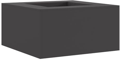 vidaXL Feuerstelle Quadrat Schwarz 80 x 80 x 40 cm Stahl witterungsbeständig rostfrei für Balkon und Garten, rechteckig, modern, offen, tragbar, ideal für Treffen