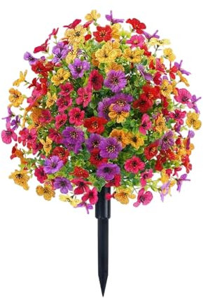Genérico Flores Artificiales Realistas,Violetas Artificiales Exteriores - Ramo Floral con Estacas, Decoración de Jardín para Patio y Eventos
