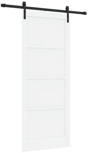 vidaXL Porta Scorrevole con Set di Ferramenta Bianca 86x211 cm in Legno Massello di Pino
