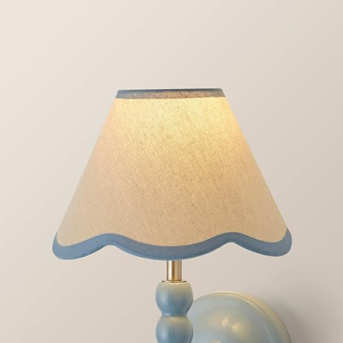ValueLights | Mini Linen Blue Scallop Trim Lamp Shade | Shades, Home Décor & Improvement Essential