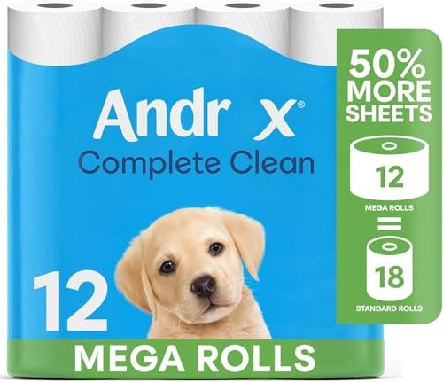 Andraex Complete Clean Toilet Tissue Mega Rolls 12 Pack