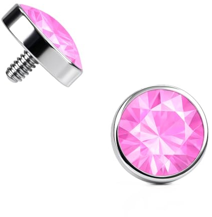 PIERCINGO® CHIRURGEN-STAHL 316L SCHRAUB-AUFSATZ Top Anker-Aufsatz Dermal-Aufsatz Disc Zirkonia-Kristall Strass-Stein Dermal-Anker Haut-Anker Implantat Surface-Piercing Innen-Gewinde 1.2mm