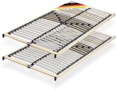 CubeSleep 2 STK. 5-Zonen Lattenrost Base 28-Leisten 90x200 cm | Doppelpack | Extra flach | 5-fache Härteregulierung | Made In Germany | GS zertifiziert – geprüfte Sicherheit