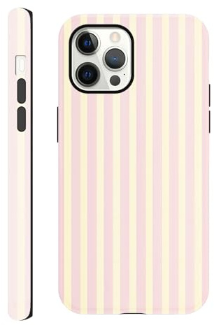 Yirlbey Righe Striped Estivi Cover per iPhone 12 Pro Max 6,7, Custodia Aesthetic Summer Giallo Rosa Stripes Disegno Design Motivo Antiurto Silicone Posteriore Protettiva Case per RagazzeProMax