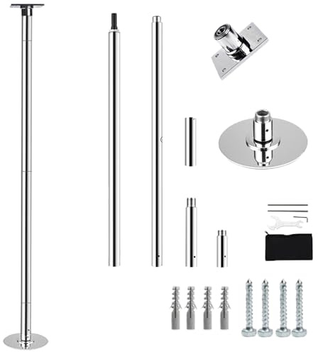Minglez Poledance Stange Indoor 3.0 m 3.4 m 3.7 m Stripperstange für Zuhause mit Schrauben, Professionelle, Drehbare Tanzstange, Wohnungsfreundlich, Abnehmbare Stahlstange