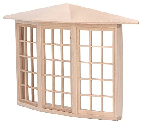 Brrnoo Dollhouse Bay Window, Puppenhausfenster, Miniaturfenster Puppe Holz Kleines Fenster 1/12 Dollhouse Bay Fenster Puppe Holz Kleines Exquisites Gearbeitetes Puppenhausfenster
