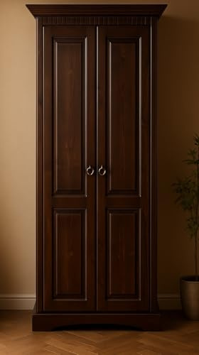 clever-moebel Dielenschrank Massivholz Kiefer, Dunkelbraun | Garderobenschrank