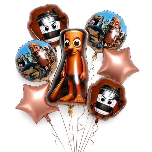 Tourima Brainrot Holzstabmann Geburtstag Deko Ballon Set Italian Brainrot Figuren Folienballons, Birthday Decorations Kinder, Geburtstagsdeko Junge, Partydeko Geburtstag, Happy Birthday Ballon Set