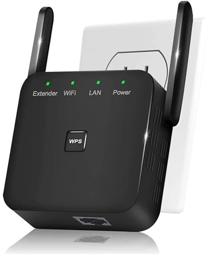 Vtizikl WiFi Extender Booster, Long Range Wifi Booster with 4000 sq.ft Coverage, 2 Antennas + 45 Devices & Ethernet Port, Quick Setup, Wireless Wifi Extender for Home Use (Black)