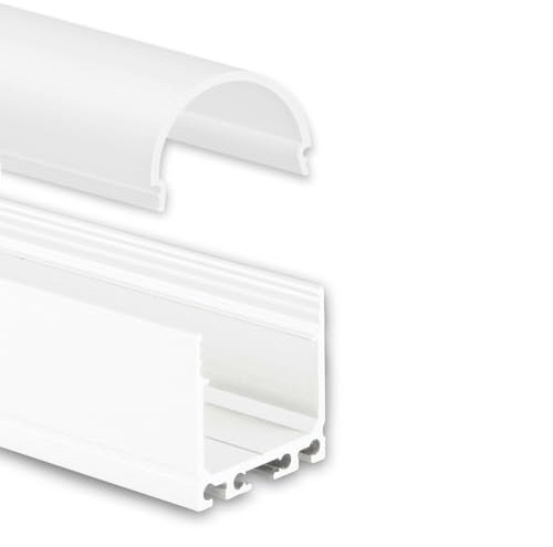 INNOVATE Aluminium - Alu Profil Streifen Schiene Leiste - U-Profile für LED Stripes/Streifen (Alu U-Profil Maxi 24 weiss für LED Streifen bis 24mm + runder milchiger Abdeckung)