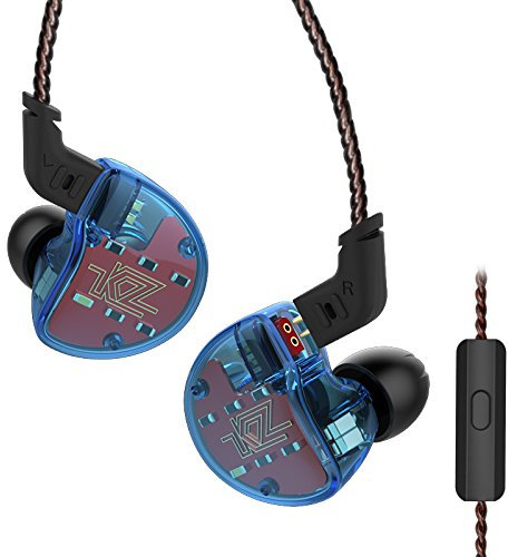 J&R KZ ZS10 - Auriculares intraurales con 10 controladores, 4BA+1 auriculares dinámicos de alta fidelidad, con cancelación de ruido, monitores intraurales (azul)