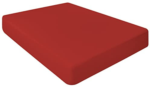 NIYS Luxury Bedding Finest 100% Egyptian Cotton 10/25CM Fitted Sheets in 15 Colours (King, Red)
