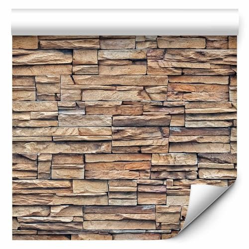 murando - Tapete selbstklebend 10m Wandtattoo dekorative Möbelfolie Dekorfolie Fotofolie Panel Wandaufkleber Wandposter Wandsticker - Steine Steinwand Steinoptik Braun f-A-0020-j-d
