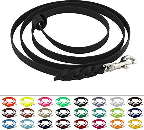 LENNIE BioThane Führstrick, 19mm breit, 2m lang, Karabinerhaken, geflochten, Schwarz