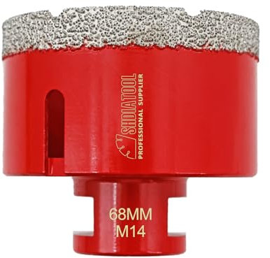 SHDIATOOL Forets Diamant 68mm Trépans de Forage avec Filetage M14 pour Perçage à sec en Porcelaine Carrelage Granit Marbre