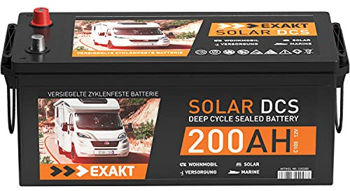 Solarbatterie 12V 200Ah EXAKT DCS Wohnmobil Versorgung Boot Solar Batterie ersetzt 180Ah 190Ah