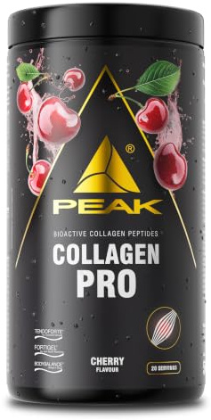 PEAK Collagen Pro - 540g - Geschmack: Cherry I 20 Portionen I Muskelgewebe I Gelenke I Sehnen I Bänder I AKTIVE KOLLAGENPEPTIDE (TENDOFORTE® I FORTIGEL® I BODYBALANCE®) I Vitamin C