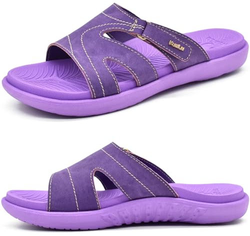KuaiLu Ciabatte Donna Ortopediche Moda Leggere Comode Supporto Arco Plantare Doccia Sandali Estive Spiaggia Piscina Aperte Mare Pantofole Antiscivolo Gomma Suole Scarpe Viola 39