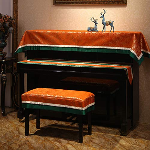 HUALEMEI Fabric Multi-color Modern Piano Cover Set Of 3 European Piano Protector With Lace Decoration Pour Stool Top Keyboard Protection,piano Cover Cloth D Double Stool Cover