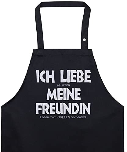 EXPRESS-STICKEREI BBQ Grillschürze - Lustige Kochschürze für Grillfans - Verstellbare Latzschürze für Männer/Frauen - Küchenschürze mit Spruch Ich liebe meine Freundin