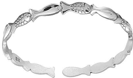 Helen de Lete Schularmband aus 925er Sterlingsilber, Vintage-Fisch-Design, Sterling-Silber