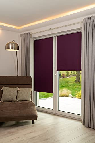 K-home Thermorollo Verdunklungsrollo ohne Bohren Brombeer B55 x H200 cm, Brombeere