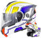 KILCVEM Klapphelm Motorradhelm Modularer Integral Helm DOT/ECE 22.05 Zugelassen mit Anti-Fog Doppelter Sonnenblende (Größe: 55-66cm) Lokomotiv Roller Sturzhelm,White Blue-2XL