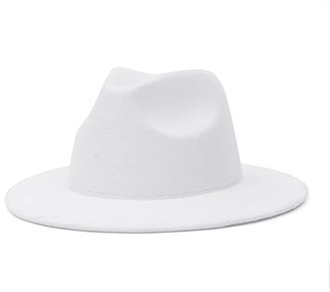 EOZY Filzhut Herren Fedora Hut Breite Krempe Panama Hut Herbst Winter Outdoorhut M Weiß