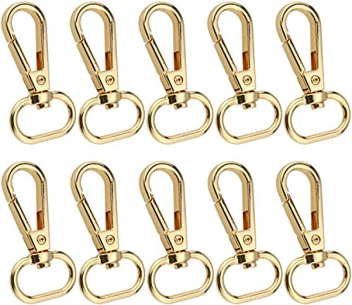 Unvtap 10 Stück 25 x 50 mm Golden Schwenker Hummer Haken Schlüsselanhänger D-Ringen Drehbare Karabinerhaken Karabinerhaken Schlüsselanhänger für DIY Tasche Schlüsselband Rucksack Gurt Zubehör