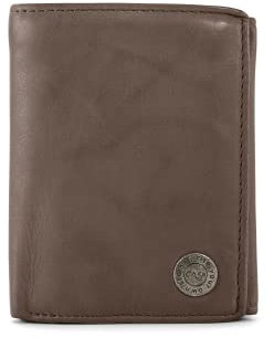 Cas8 Portmonee für Herren MATS, Geldbörse im Hochformat, Portemonnaie aus 100% Leder, Geldbeutel mit RFID-Schutz & 9 Kartenfächern, Wallet zum Aufklappen mit Lasche, Brown